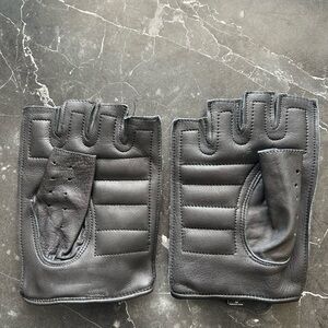 Black Leather Fingerless Gloves